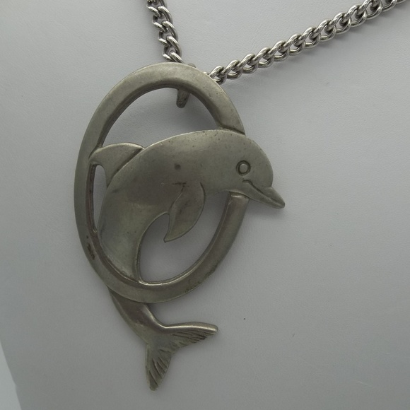 Reed and Barton Pewter Dolphin Necklace - Picture 5 of 6